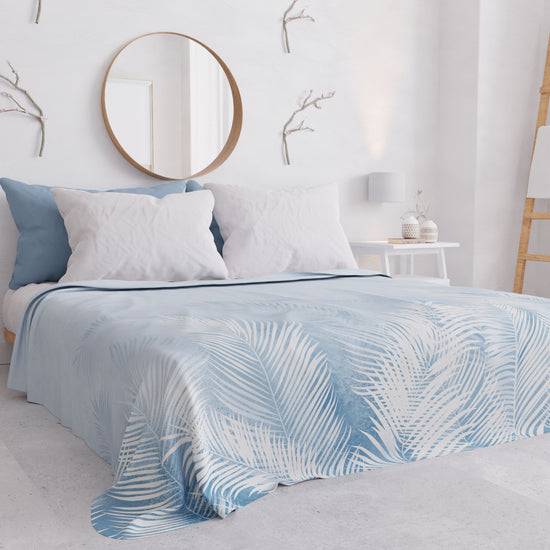 PETTI Copriletto Estivo, Coperta Leggera, Lenzuola Copriletto, Foglia Celeste