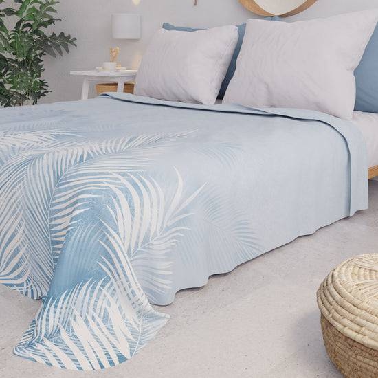 PETTI Copriletto Estivo, Coperta Leggera, Lenzuola Copriletto, Foglia Celeste