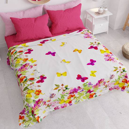 PETTI Copriletto Estivo, Coperta Leggera, Lenzuola Copriletto Farfalle