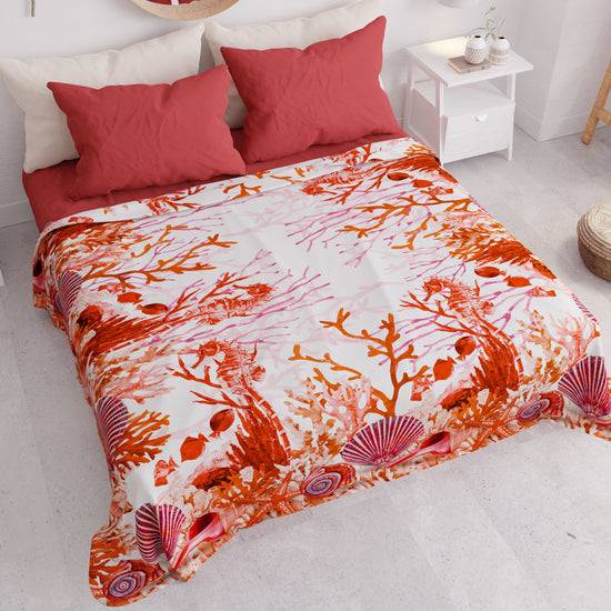 PETTI Copriletto Estivo, Coperta Leggera, Lenzuola Copriletto, Corallo Rosso