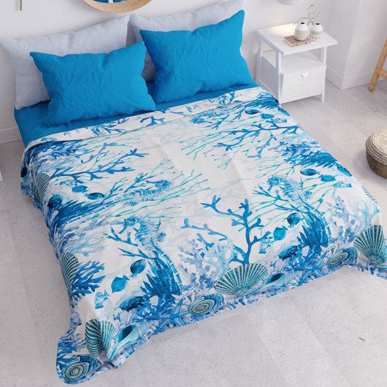 PETTI Copriletto Estivo, Coperta Leggera, Lenzuola Copriletto, Corallo Blu