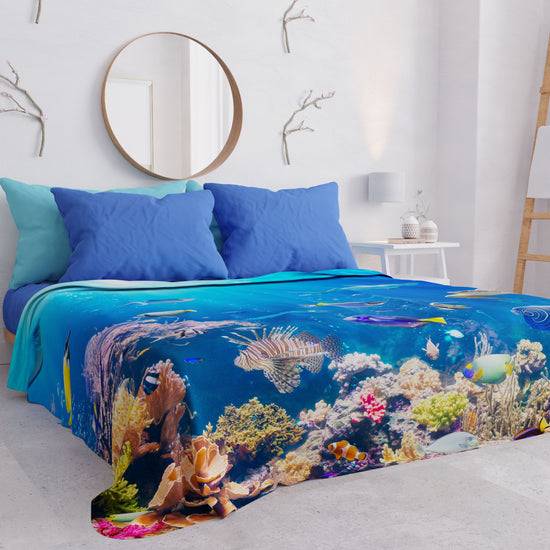 PETTI Copriletto Estivo, Coperta Leggera, Lenzuola Copriletto, Acquario