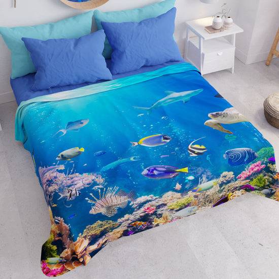 PETTI Copriletto Estivo, Coperta Leggera, Lenzuola Copriletto, Acquario