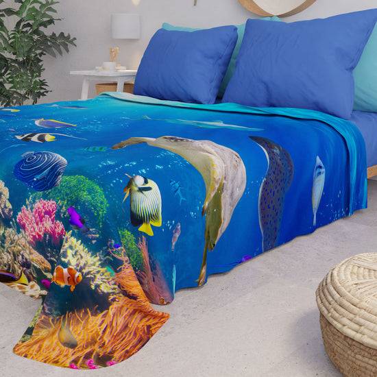 PETTI Copriletto Estivo, Coperta Leggera, Lenzuola Copriletto, Acquario