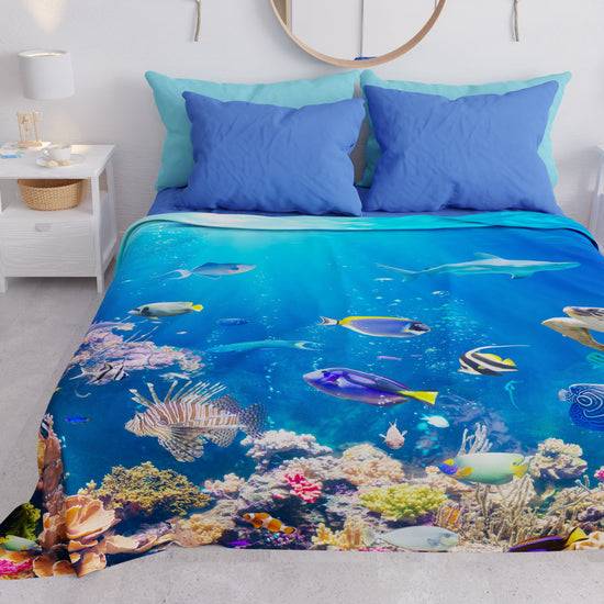 PETTI Copriletto Estivo, Coperta Leggera, Lenzuola Copriletto, Acquario