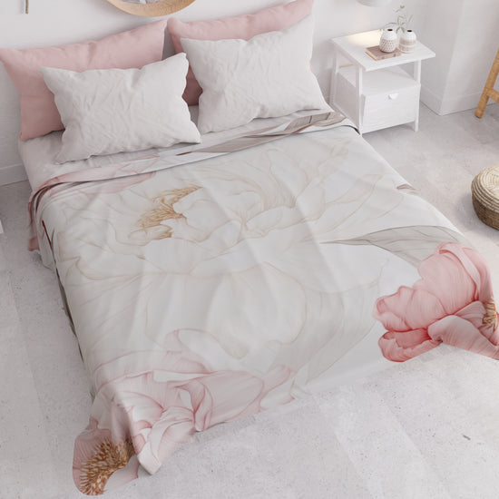PETTI Copriletto Estivo, Coperta Leggera, Lenzuola Copriletto Peonia