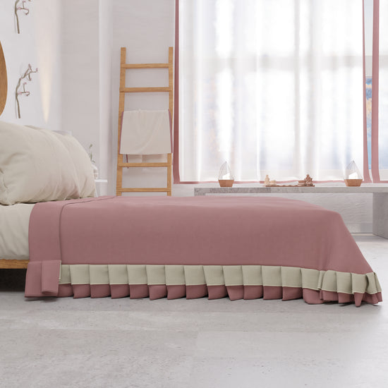 PETTI Copriletto Matrimoniale Estivo, Copriletto Con Doppio Volant, Rosa