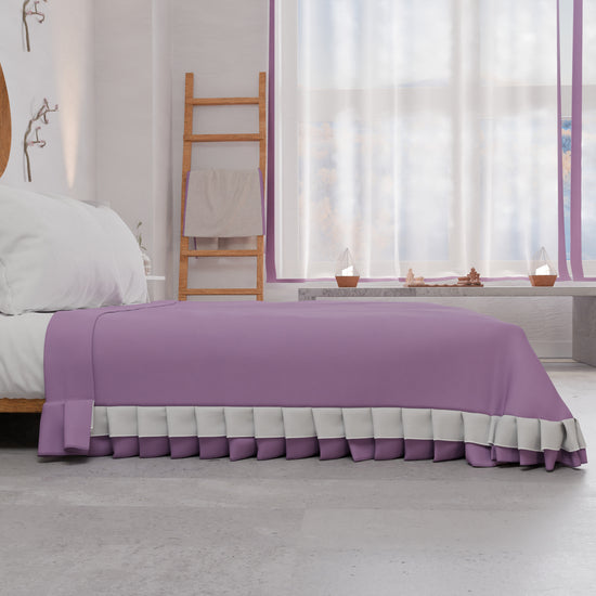 PETTI Copriletto Matrimoniale Estivo, Copriletto Con Doppio Volant, Lilla