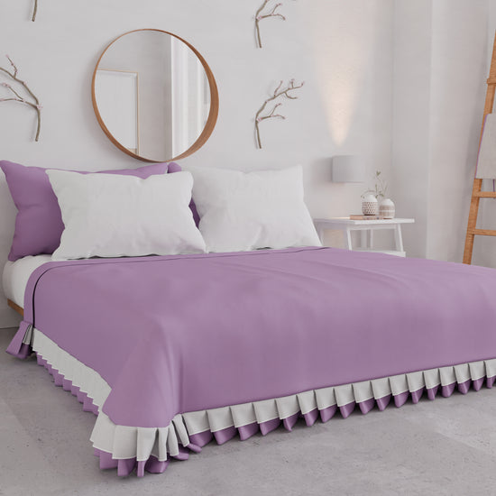 PETTI Copriletto Matrimoniale Estivo, Copriletto con Doppio Volant, Lilla