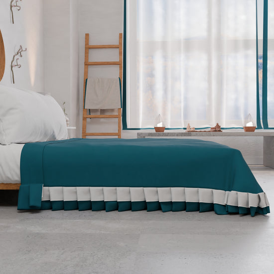 PETTI Copriletto Matrimoniale Estivo, Copriletto Con Doppio Volant, Ottanio