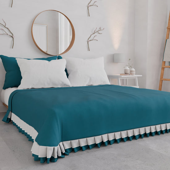 PETTI Copriletto Matrimoniale Estivo, Copriletto con Doppio Volant, Ottanio