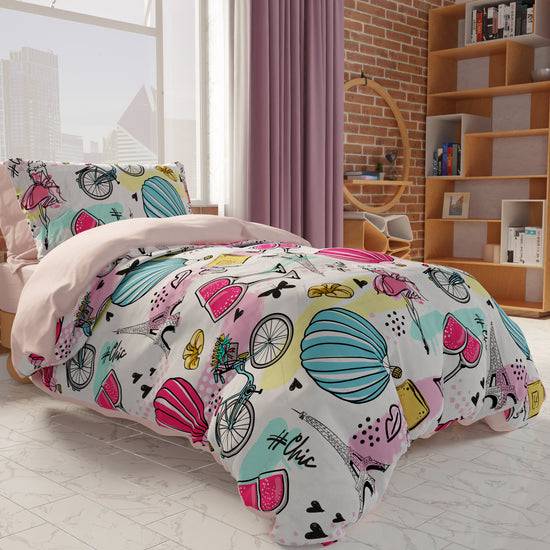 PETTI Copripiumino, Copripiumino Cameretta, Singolo E Una Piazza E Mezza, Paris Chic