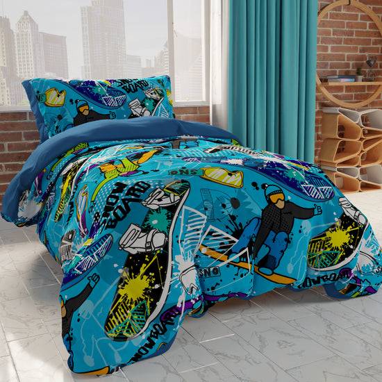 PETTI Copripiumino, Copripiumino Cameretta, Singolo e Una Piazza e Mezza, Snowboard