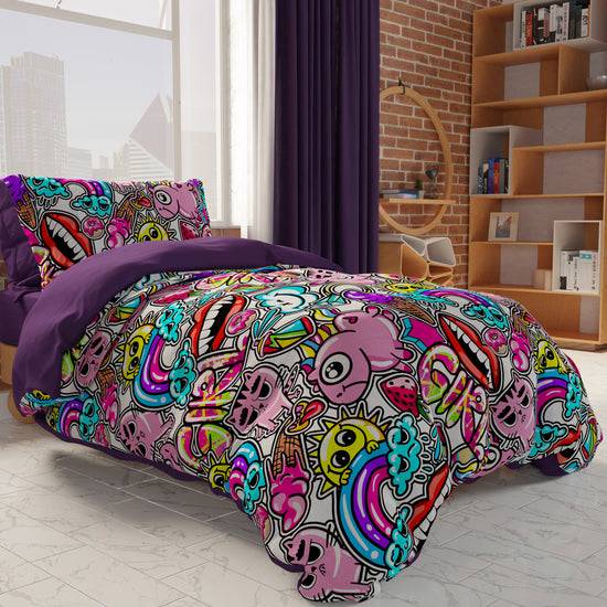 PETTI Copripiumino, Copripiumino Cameretta, Singolo E Una Piazza E Mezza, Murales Girl