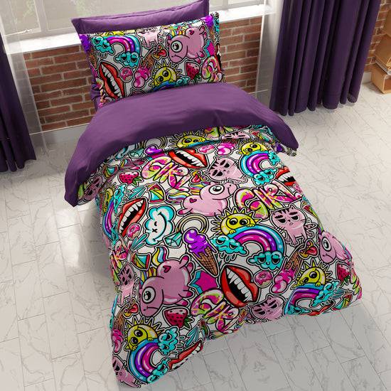 PETTI Copripiumino, Copripiumino Cameretta, Singolo E Una Piazza E Mezza, Murales Girl