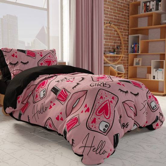 PETTI Copripiumino, Copripiumino Cameretta, Singolo E Una Piazza E Mezza, Lipstick Rosa