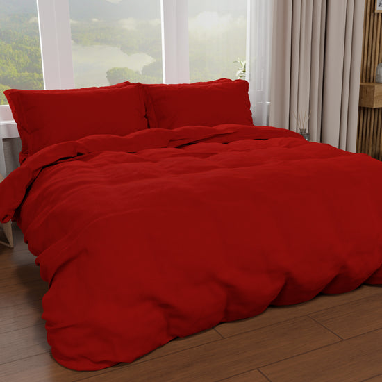 PETTI Copripiumino Matrimoniale, Sacco Copripiumino e Federe, Tinta Unita Bordeaux