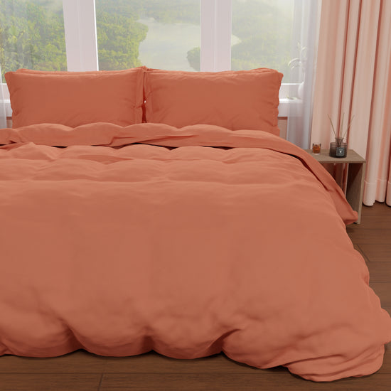 PETTI Copripiumino Matrimoniale, Sacco Copripiumino E Federe, Tinta Unita Cipria Scuro