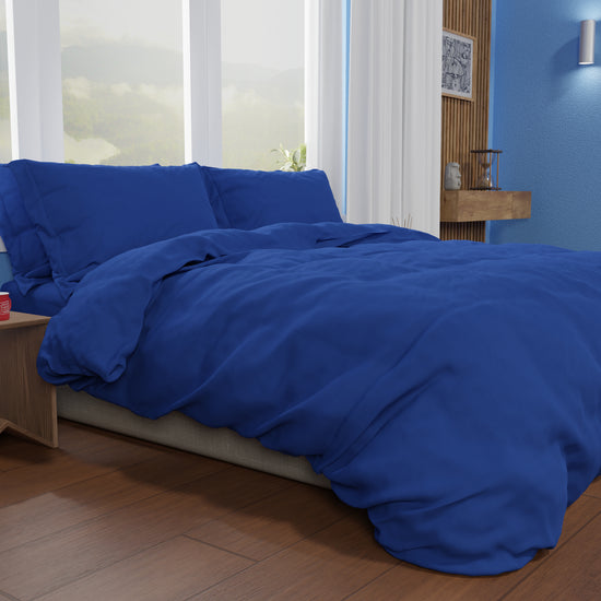 PETTI Copripiumino Matrimoniale, Sacco Copripiumino E Federe, Tinta Unita Blu Elettrico