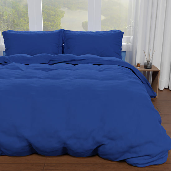 PETTI Copripiumino Matrimoniale, Sacco Copripiumino E Federe, Tinta Unita Blu Elettrico