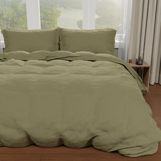 PETTI Copripiumino Matrimoniale, Sacco Copripiumino E Federe, Tinta Unita Fango