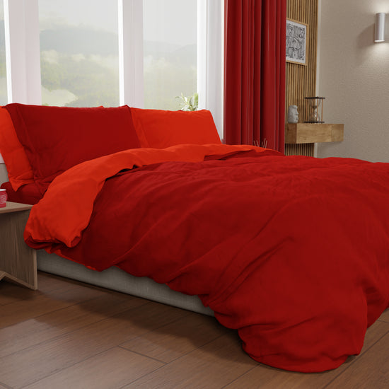 PETTI Copripiumino Matrimoniale, Sacco Copripiumino E Federe, Rosso/Bordeaux
