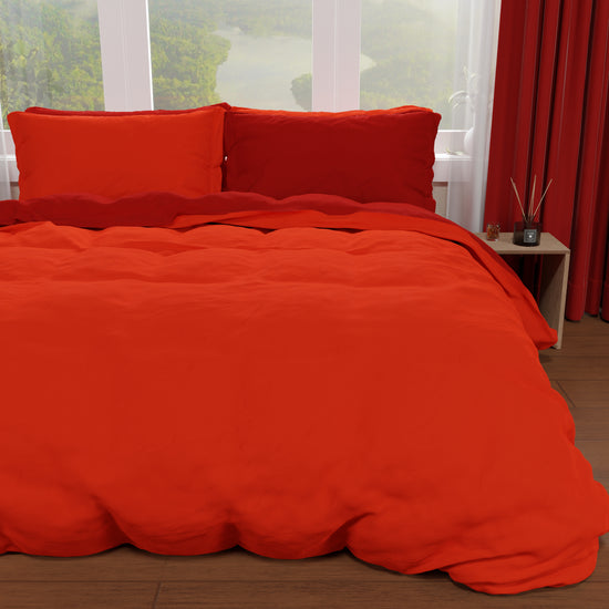 PETTI Copripiumino Matrimoniale, Sacco Copripiumino E Federe, Rosso/Bordeaux