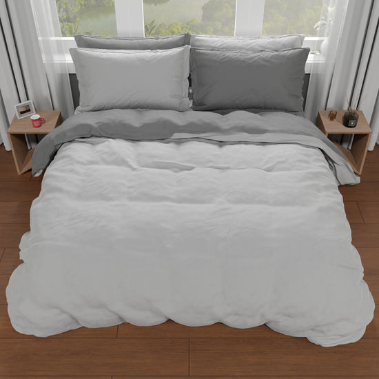 PETTI Copripiumino Matrimoniale, Sacco Copripiumino E Federe, Grigio Scuro/Chiaro