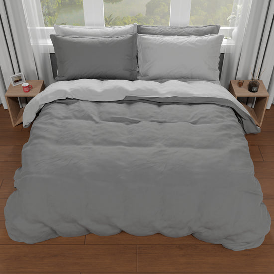 PETTI Copripiumino Matrimoniale, Sacco Copripiumino E Federe, Grigio Scuro/Chiaro