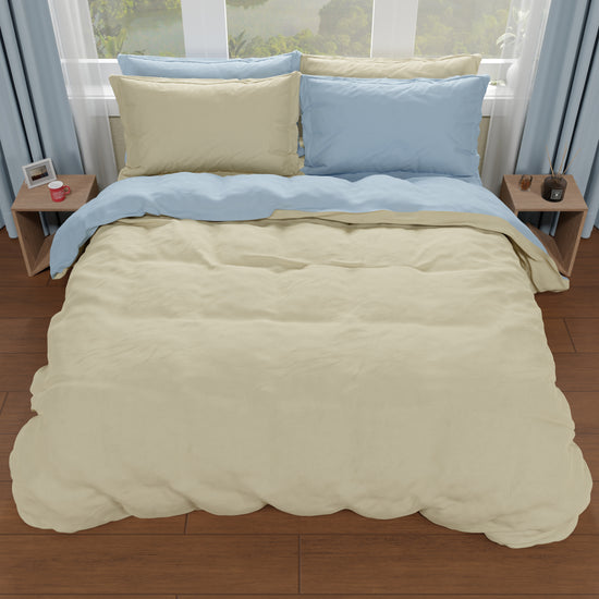 PETTI Copripiumino Matrimoniale, Sacco Copripiumino E Federe, Tortora/Celeste