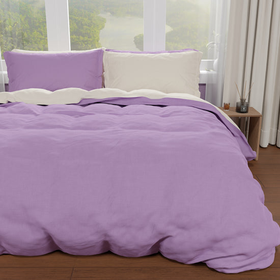 PETTI Copripiumino Matrimoniale, Sacco Copripiumino E Federe, Lilla/Panna