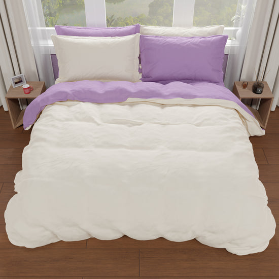 PETTI Copripiumino Matrimoniale, Sacco Copripiumino E Federe, Lilla/Panna