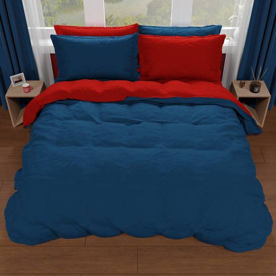 PETTI Copripiumino Matrimoniale, Sacco Copripiumino E Federe, Bordeaux/Blu Notte