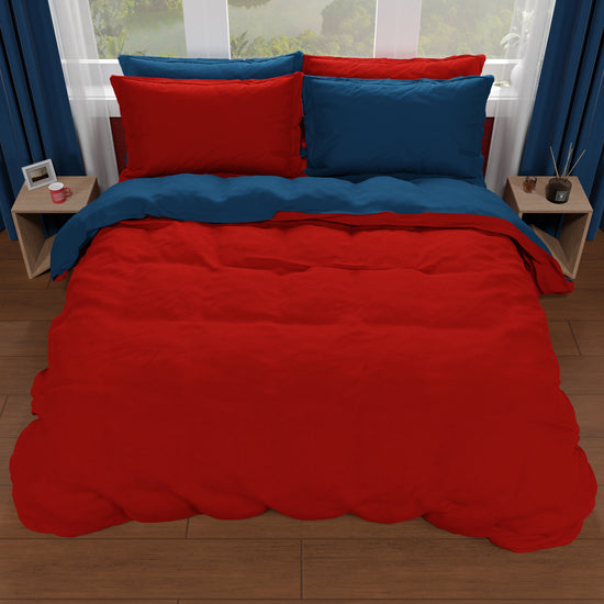 PETTI Copripiumino Matrimoniale, Sacco Copripiumino E Federe, Bordeaux/Blu Notte