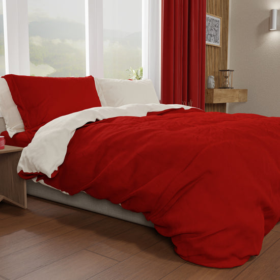 PETTI Copripiumino Matrimoniale, Sacco Copripiumino E Federe, Panna/Bordeaux