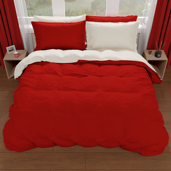 PETTI Copripiumino Matrimoniale, Sacco Copripiumino E Federe, Panna/Bordeaux