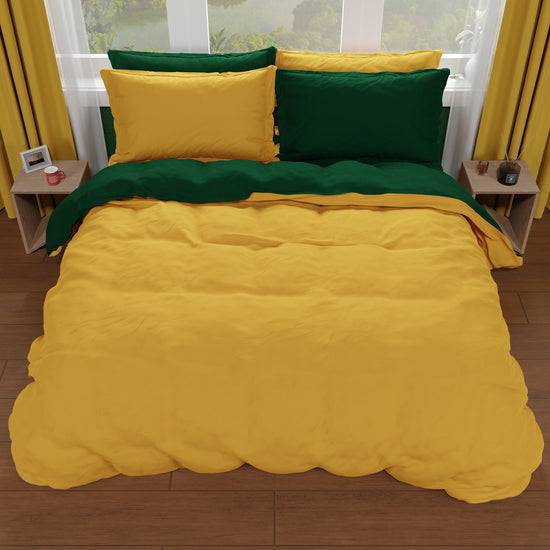 PETTI Copripiumino Matrimoniale, Sacco Copripiumino E Federe, Verde Smeraldo/Giallo
