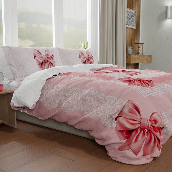 PETTI Copripiumino Matrimoniale, Singolo, Una Piazza E Mezza, Fiocco Rosa