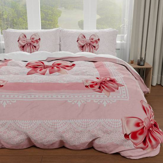 PETTI Copripiumino Matrimoniale, Singolo, Una Piazza E Mezza, Fiocco Rosa