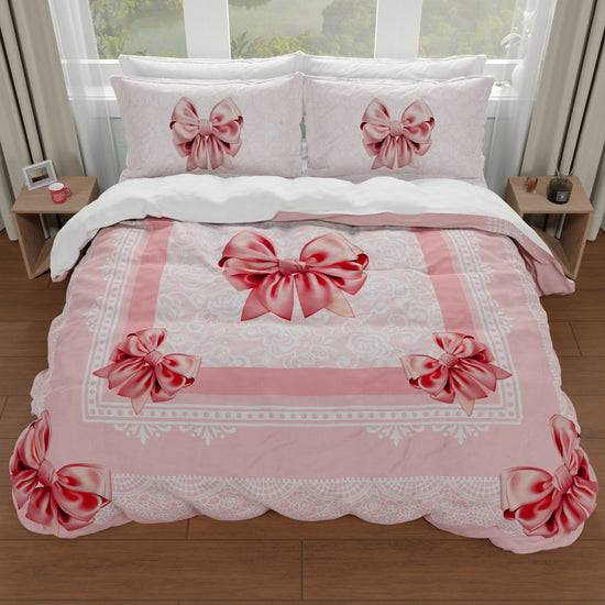 PETTI Copripiumino Matrimoniale, Singolo, Una Piazza E Mezza, Fiocco Rosa