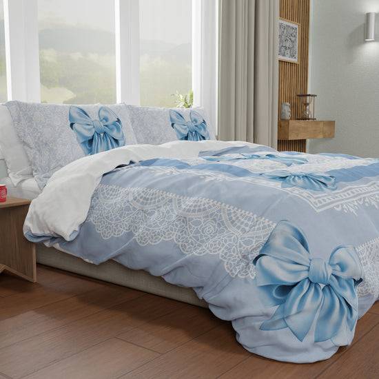 PETTI Copripiumino Matrimoniale, Singolo, Una Piazza E Mezza, Fiocco Celeste