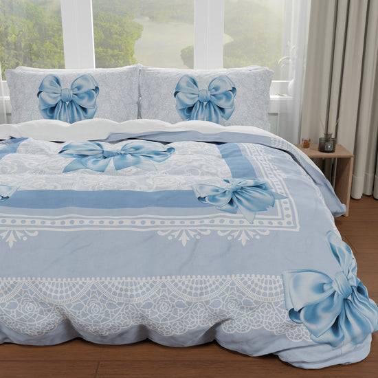 PETTI Copripiumino Matrimoniale, Singolo, Una Piazza E Mezza, Fiocco Celeste