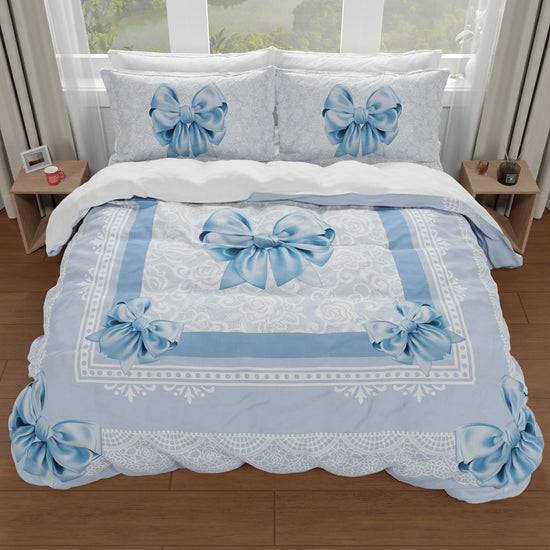 PETTI Copripiumino Matrimoniale, Singolo, Una Piazza E Mezza, Fiocco Celeste