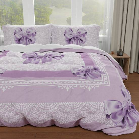 PETTI Copripiumino Matrimoniale, Singolo, Una Piazza E Mezza, Fiocco Lilla