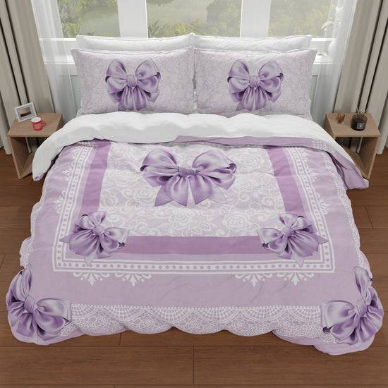 PETTI Copripiumino Matrimoniale, Singolo, Una Piazza E Mezza, Fiocco Lilla