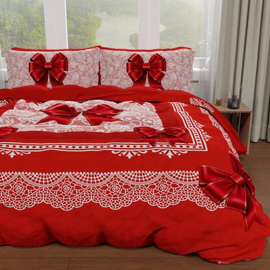 PETTI Copripiumino Matrimoniale, Singolo, Una Piazza E Mezza, Fiocco Rosso