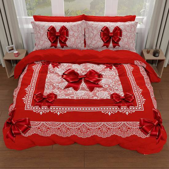 PETTI Copripiumino Matrimoniale, Singolo, Una Piazza E Mezza, Fiocco Rosso