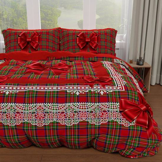 PETTI Copripiumino Matrimoniale, Singolo, Una Piazza E Mezza, Fiocco Tartan, Fantasia Scozzese