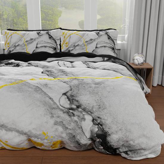 PETTI Copripiumino Matrimoniale, Singolo, Una Piazza E Mezza, Marble 06 Grigio Chiaro