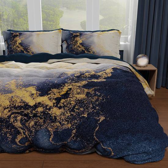 PETTI Copripiumino Matrimoniale, Singolo, Una Piazza E Mezza, Marble 08 Blu